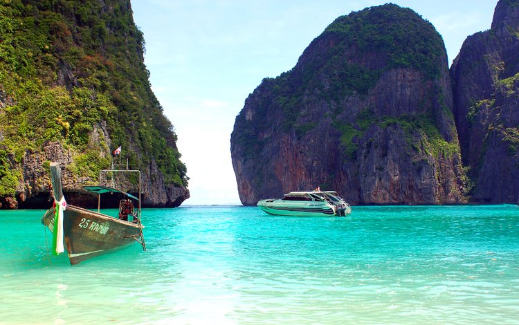 скалы, лодки, таиланд, тропики, rocks, boats, thailand, tropics