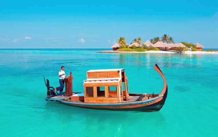 лодка, остров, тропики, мальдивы, boat, island, tropics, the maldives