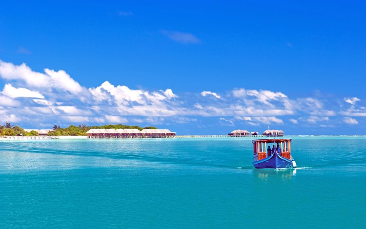 море, лодка, остров, тропики, мальдивы, sea, boat, island, tropics, the maldives
