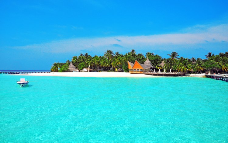 пляж, лодка, остров, тропики, мальдивы, beach, boat, island, tropics, the maldives