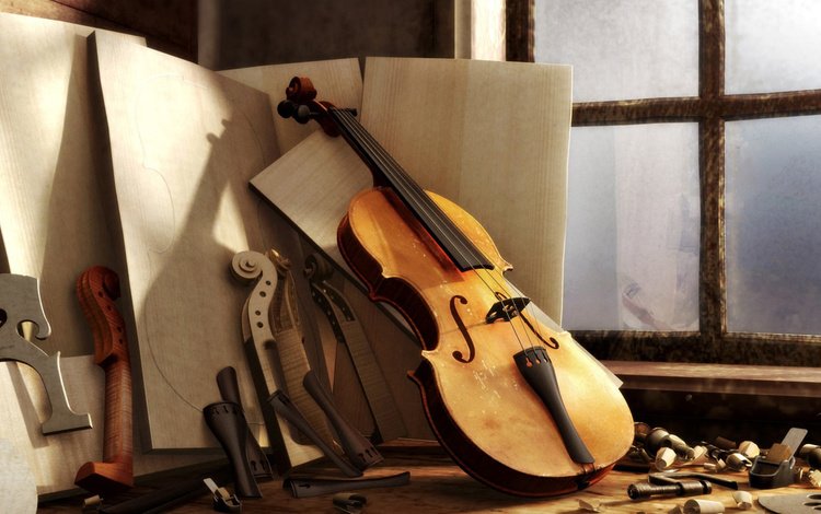 скрипка, музыкальный инструмент, skripka, okno, noty, violin, musical instrument