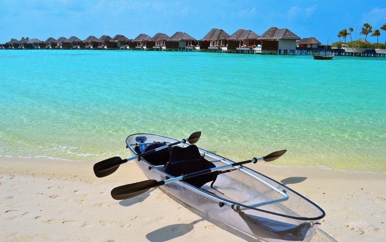 море, пляж, лодка, бунгало, тропики, мальдивы, sea, beach, boat, bungalow, tropics, the maldives