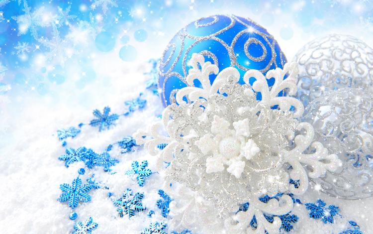 новый год, серебристые, шары, снежинки, узоры, блеск, игрушки, белые, синие, new year, silver, balls, snowflakes, patterns, shine, toys, white, blue