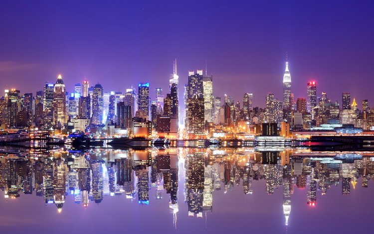 ночь, огни, панорама, небоскребы, сша, нью-йорк, манхэттен, оражение, night, lights, panorama, skyscrapers, usa, new york, manhattan, oragene