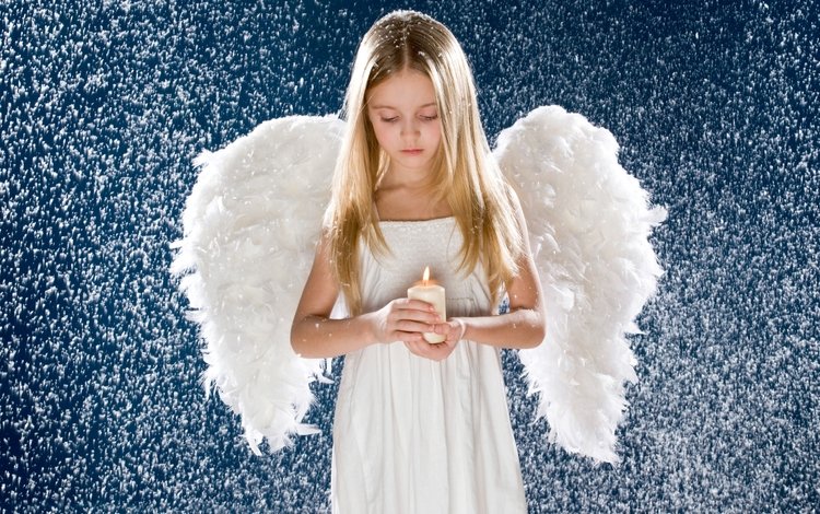 снег, крылья, девочка, ангел, свечка, ребенок, свеча, детство, snow, wings, girl, angel, candle, child, childhood