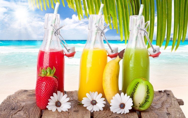небо, банан, море, напитки.фрукты, пляж, фрукты, клубника, напитки, киви, коктейли, the sky, banana, sea, drinks.fruit, beach, fruit, strawberry, drinks, kiwi, cocktails