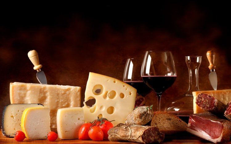 сыр, вино, бокалы, красное, колбаса, пармезан, маасдам, cheese, wine, glasses, red, sausage, parmesan, maasdam