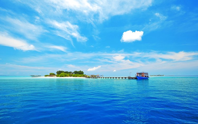 море, лодка, отдых, остров, тропики, мальдивы, карибы, sea, boat, stay, island, tropics, the maldives, caribbean
