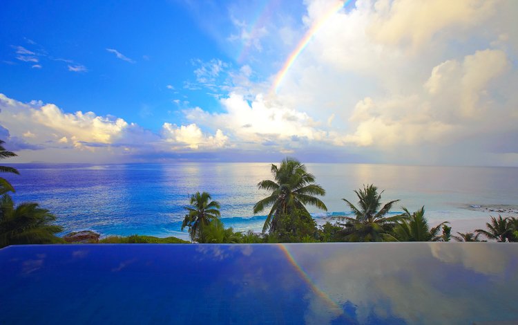 море, радуга, бассейн, отдых, тропики, sea, rainbow, pool, stay, tropics