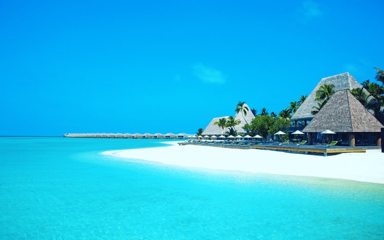 море, пляж, остров, бунгало, тропики, мальдивы, sea, beach, island, bungalow, tropics, the maldives