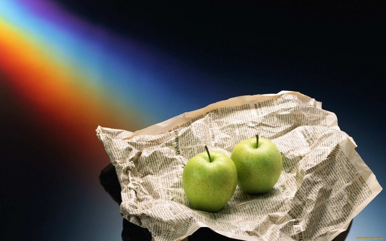 фон, фрукты, яблоки, радуга, газета, background, fruit, apples, rainbow, newspaper