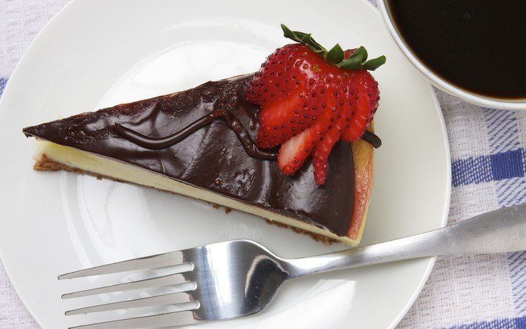 клубника, шоколад, сладкое, торт, пирог, кусок, strawberry, chocolate, sweet, cake, pie, piece