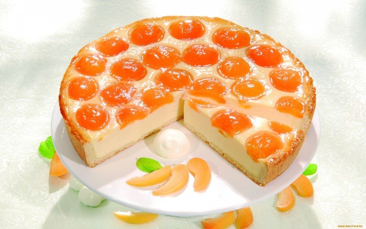 выпечка, торт, пирог, чизкейк абрикосовый, cakes, cake, pie, cheesecake apricot