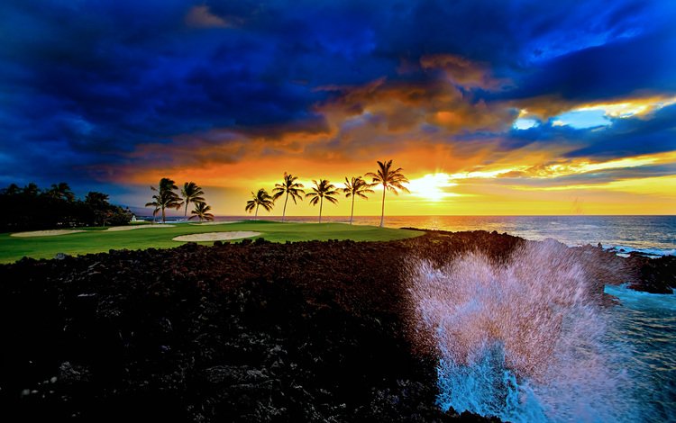 берег, закат, море, прибой, тропики, shore, sunset, sea, surf, tropics