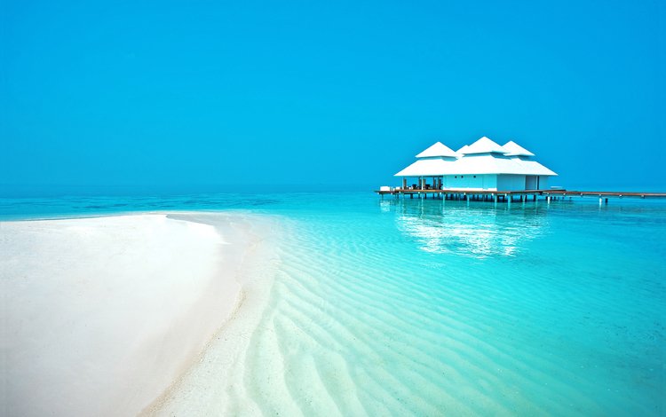 море, пляж, остров, бунгало, тропики, мальдивы, sea, beach, island, bungalow, tropics, the maldives