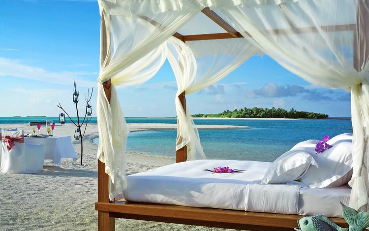 море, пляж, отдых, остров, кровать, тропики, мальдивы, sea, beach, stay, island, bed, tropics, the maldives
