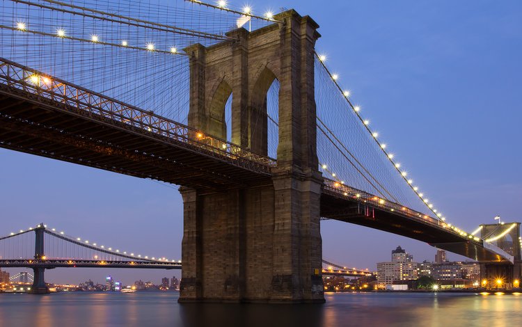 new york city, ист-ривер, манхэттенский мост, бруклин бридж, east river, manhattan bridge, brooklyn bridge