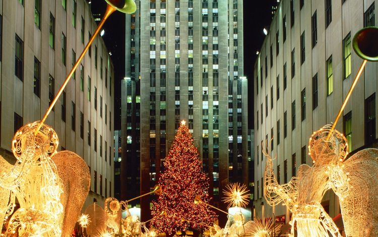 рождество, new york city, christmas at rockefeller center, нью - йорк, christmas, new york