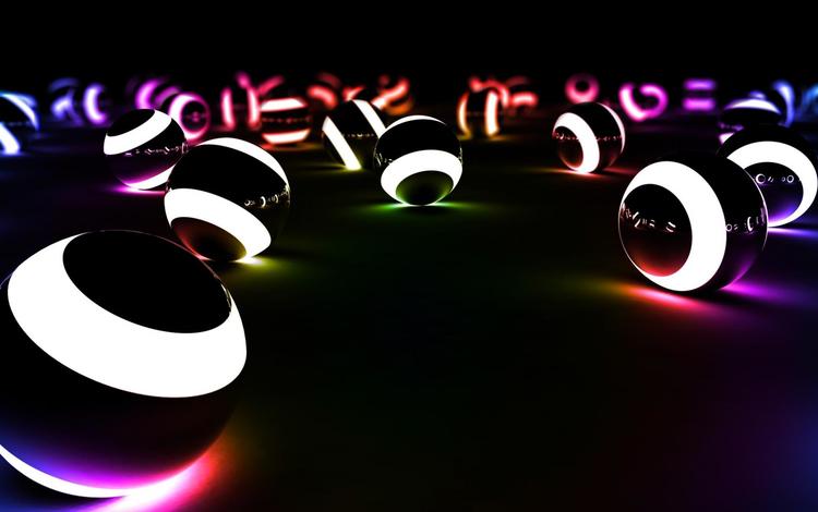 шары со светящимися полосками разного цвета, balls with glowing stripes of different colors