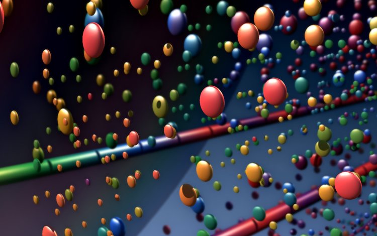 шары, полет, разноцветные, шарики, красочный, палочки, мячи, графика 3d, balls, flight, colorful, sticks, 3d graphics