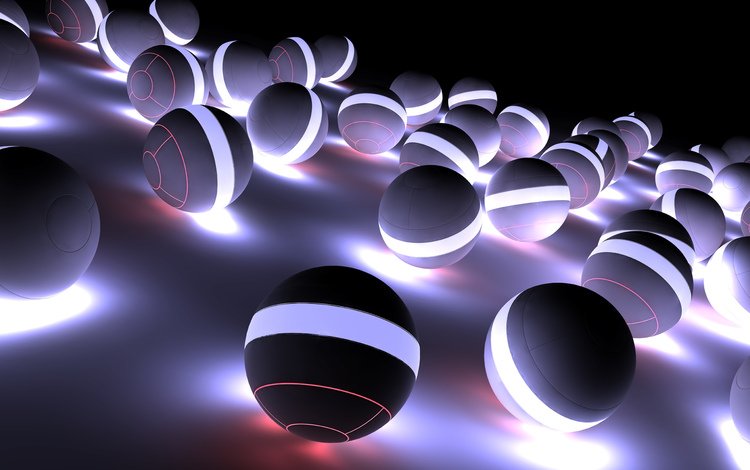 абстракт, неон, шары, графика, абстрактный, 3d-вид, abstract, neon, balls, graphics, 3d view