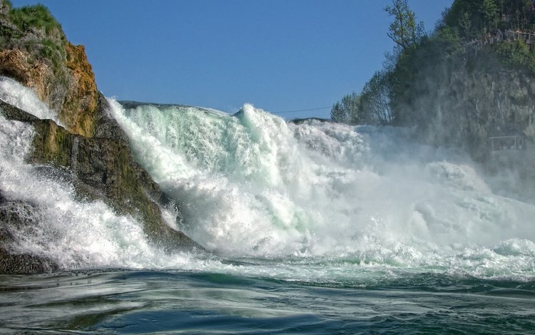 швейцария, поток, рейнский водопад, switzerland, stream, the rhine falls