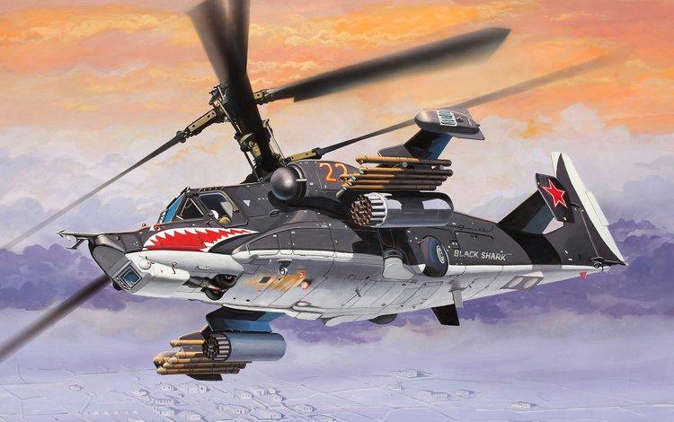 арт, вертолет, советский, черная акула, ка-50, art, helicopter, soviet, black shark, ka-50