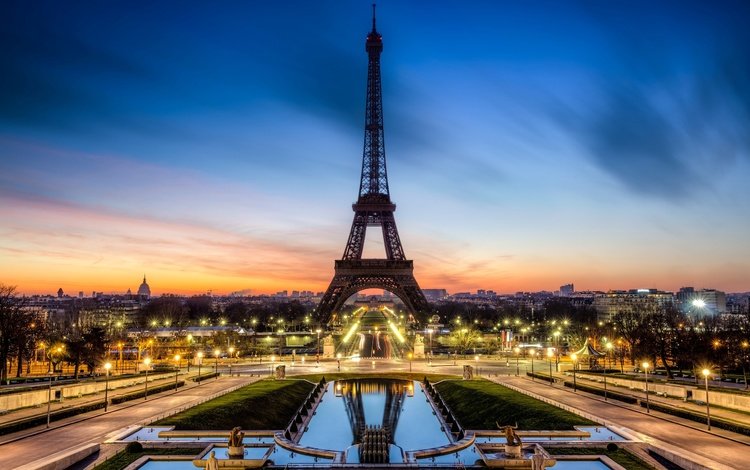 вечер, париж, франция, эйфелева башня, la tour eiffel, франци, the evening, paris, france, eiffel tower