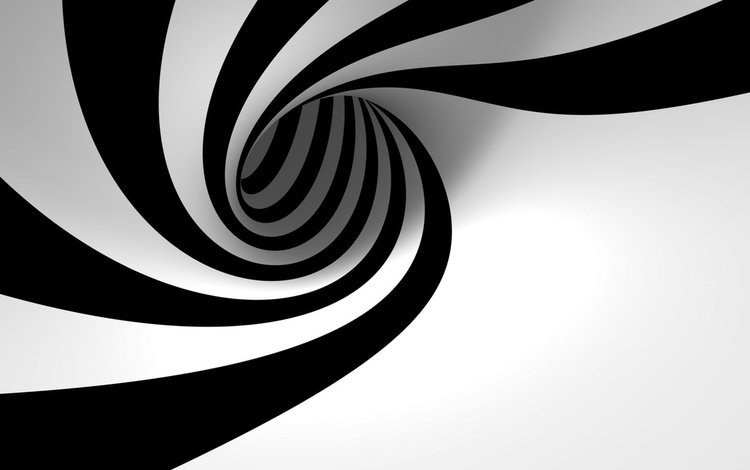 полосы, черно-белая, спираль, 3д, strip, black and white, spiral, 3d