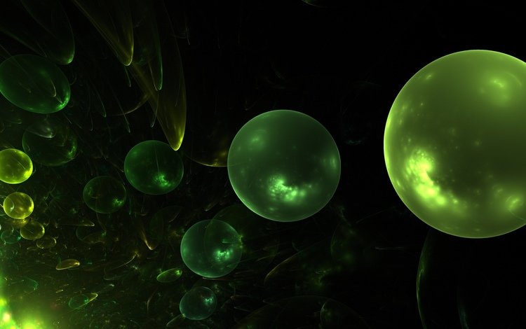 шары, абстракция, шарики, зеленое 3d, balls, abstraction, green 3d