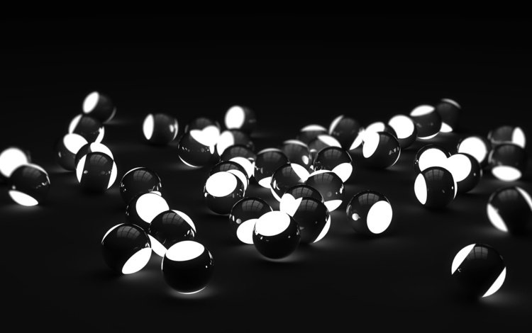 шары, чёрно-белое, шарики, сферы, luminous spheres, balls, black and white, sphere