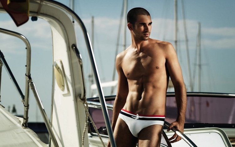 модель, яхта, мужчина, плавки, model, yacht, male, bottoms