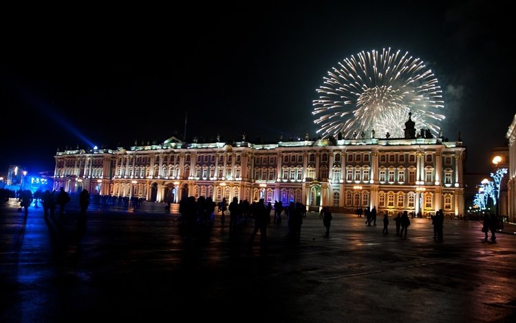 ночь, новый год, салют, санкт-петербург, зимний дворец, night, new year, salute, saint petersburg, the winter palace