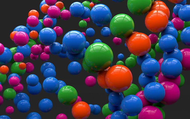 арт, шары, отражение, разноцветные, шарики, серый фон, цветные, сферы, art, balls, reflection, colorful, grey background, colored, sphere
