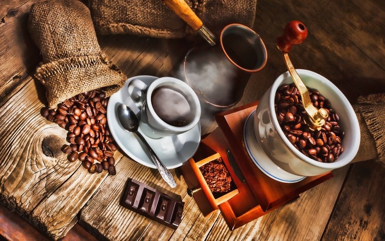 кофе, шоколад, кофейные зерна, турка, кофемолка, coffee, chocolate, coffee beans, turk, coffee grinder