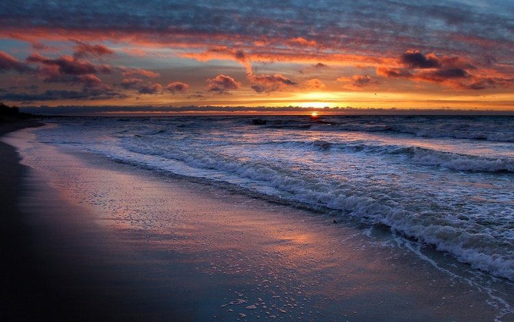 вода, закат на море, солнце, берег, волны, закат, море, песок, пляж, water, sunset on the sea, the sun, shore, wave, sunset, sea, sand, beach