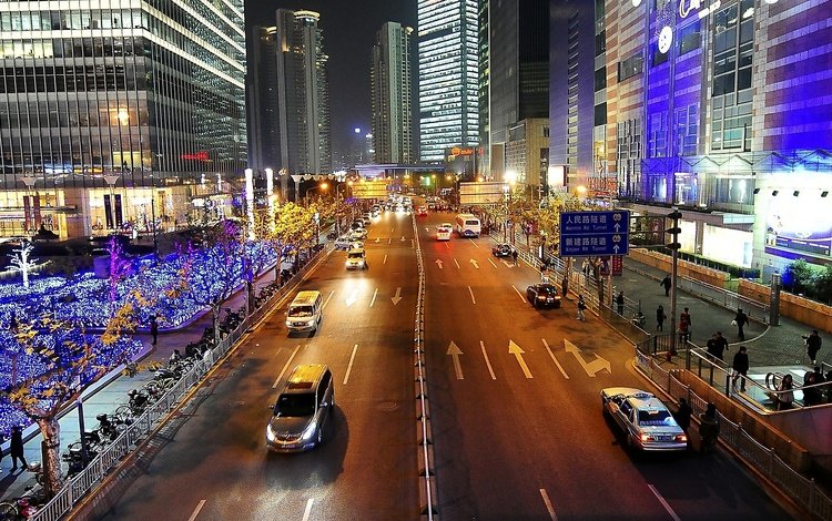 улица ночного шанхая, street night shanghai