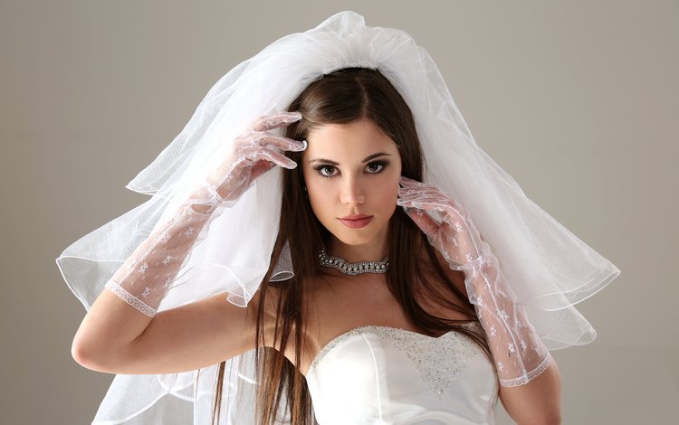 платье, невеста, перчатки, фата, литл каприс, dress, the bride, gloves, veil, little caprice