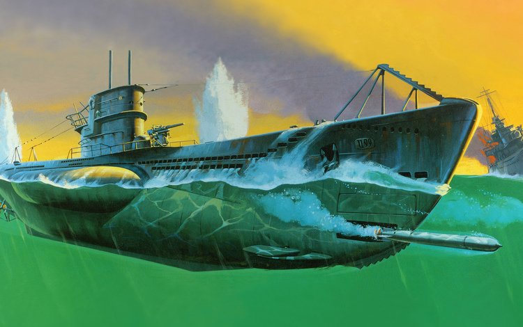 рисунок, бой, подводная лодка, u - 99, figure, battle, submarine