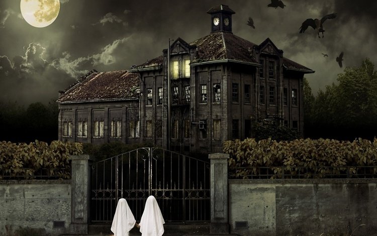 дом, хэллоуин, привидения, мрачный заброшенный дом, house, halloween, ghosts, dark abandoned house