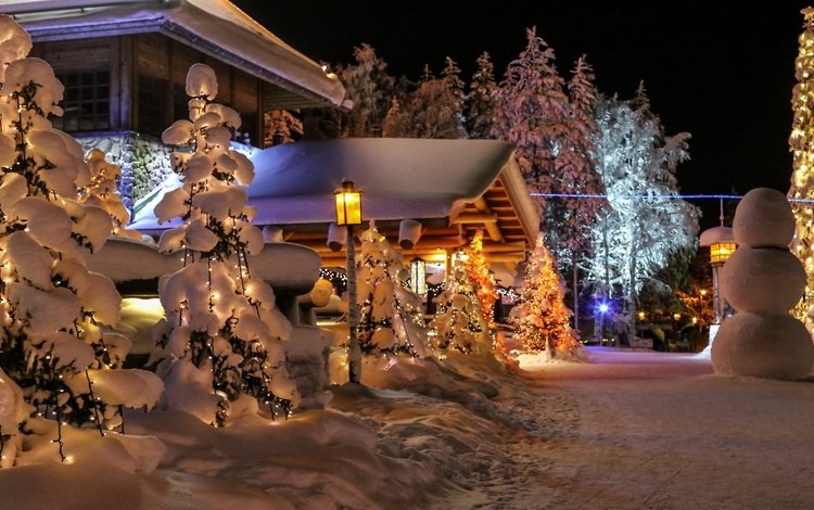 вечер, новогодний дом в финляндии, зимняя сказка, the evening, christmas house in finland, winter's tale