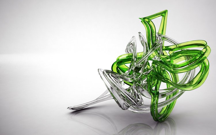 зелёный, прозрачный, белый, стекло, фигура, рендер, 3д, green, transparent, white, glass, figure, render, 3d