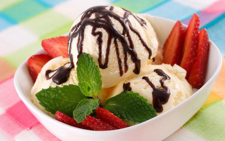 мята, мороженое, клубника, ягоды, шоколад, десерт, mint, ice cream, strawberry, berries, chocolate, dessert