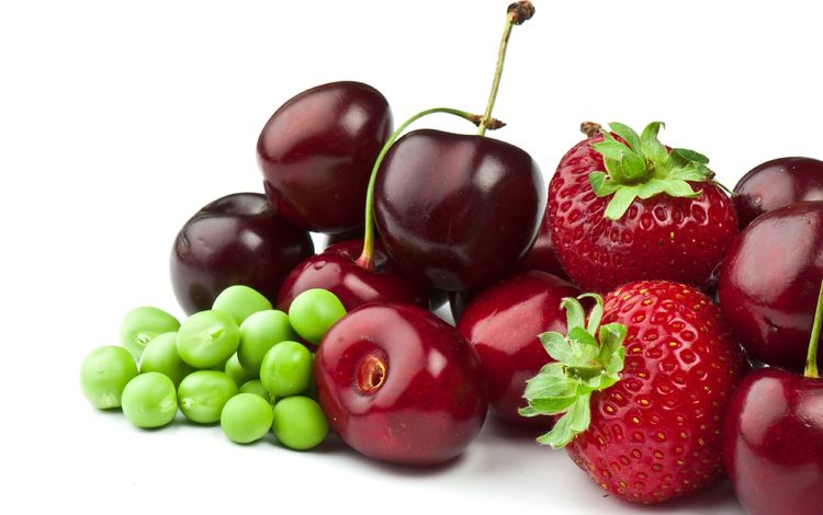 клубника, черешня, ягоды, горох, strawberry, cherry, berries, peas