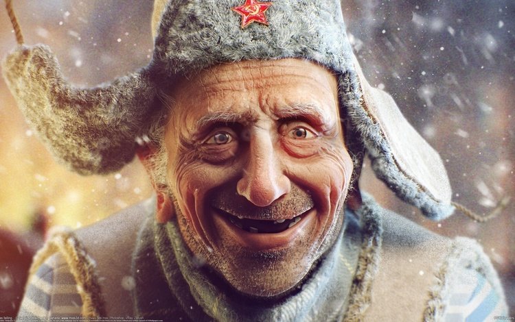 снег, звезда, мужик, старик, ушанка, дед, сергей андрейченко, sergii andreichenko, snow, star, man, the old man, hat, grandfather, sergey andreichenko