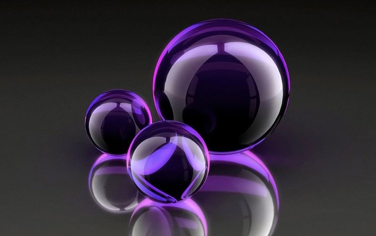 шары, отражение, красота, стекло, объем, пурпурный, 3д, формы., balls, reflection, beauty, glass, the volume, purple, 3d, form.