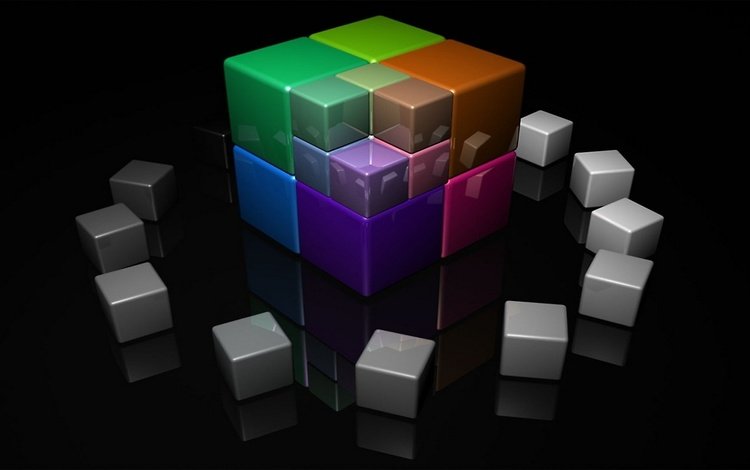 разноцветные кубики, colorful cubes