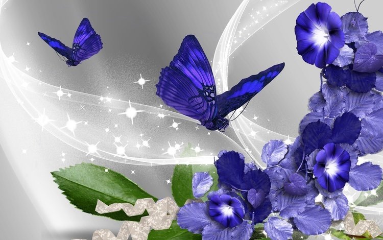 цветы, бабочки, flowers, butterfly