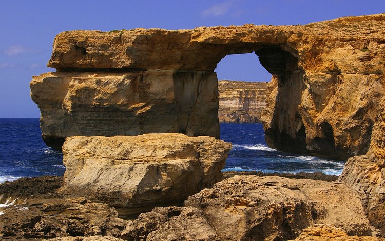 скалы, природа, побережье, мальта, вид на лазурное окно в двейра, гозо, rocks, nature, coast, malta, the azure window in dwejra, gozo