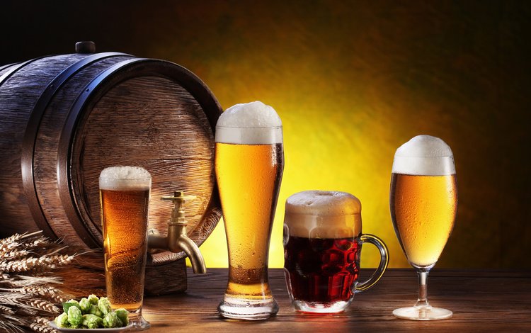 бокал, колосья, кружка, стаканы, пиво, пена, бочонок, glass, ears, mug, glasses, beer, foam, barrel